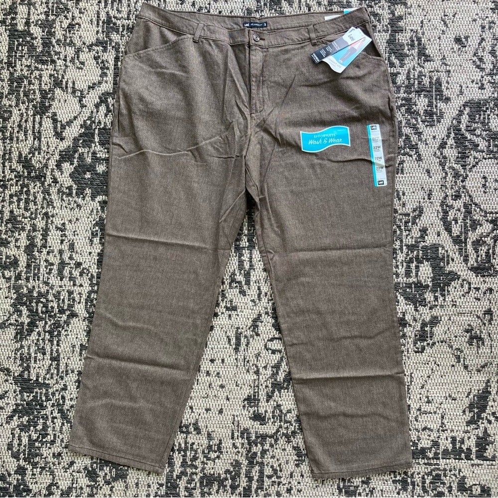 Lee Relaxed Fit Straight Leg Pants Size 22W in Coffee Tweed